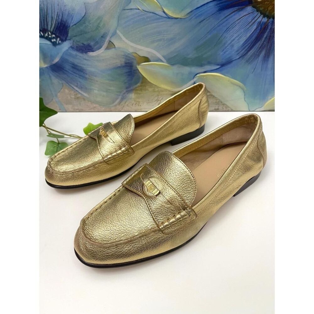 Veronica Beard Penny Loafer in Gold Size 8 - Picture 5 of 10